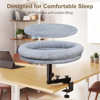 Desk Cat Bed, 18" Cat Bed for Desk, 360° Rotating, Dark Gray