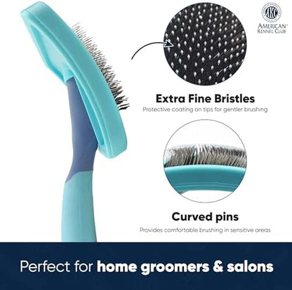 AKC Deshedding Slicker Brush for Dogs & Cats, Coated Tips
