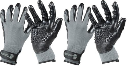 H HANDSON Pet Grooming Gloves - Patented #1 Ranked, Award Winning Shedding, Bathing, & Hair Remover Gloves - Gentle Brush for Cats, Dogs, and Horses (Grey, Small) (Pack of 2)