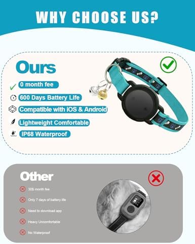 GPS Cat Tracker Collar (Android & iOS), Real-Time Activity Tracking Blue