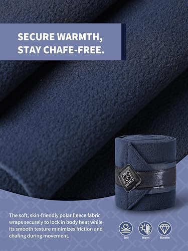 Horse Polo Wraps Upgrade with Bling Leg Wraps for Horses 4-Pack Fleece Leg Wraps Stable Supplies-Navy L
