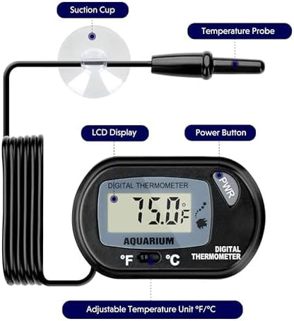 iPower 4 by 7-Inch 4W Reptile Heat Mat, LCD Digital Aquarium Thermometer, Under Tank Warmer Terrarium Heat Pad for Turtles Lizards Frogs and Other Small Animals, Multi Sizes