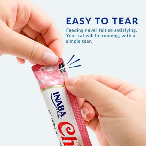 INABA Churu Cat Treats, Lickable, Squeezable Creamy Purée Cat Treat with Green Tea Extract & Taurine, 0.5oz. Each Tube, 24 Tubes (4 per Pack), Tuna Recipe