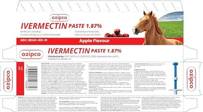 Ivermectin Horse Paste 1.87% | Apple Flavor – 6.08g Syringe for Equine Use Only Up to 1250 LB (2-Pack)