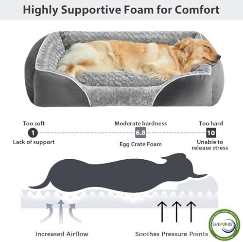 RRPETHOME XL Dog Beds Exra Large Sized Dog for Comfy Sleeping, Washable Rectangle Dog Bed for Large Dogs,Orthopedic Pet Sofa Bed, Dog Couch Bed with Anti-Slip Bottom