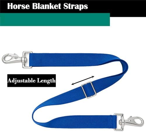 Premium Horse Blanket Sheet Leg Straps, Replacement Stretchy Belly Strap with Double Swivel Snaps, Adjustable Elastic Length from 24 to 42 Inch Winter Blanket
