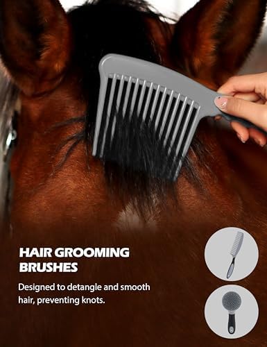 Harrison Howard Horse Grooming Kit, 11-Piece Horse Brush Set with Tote