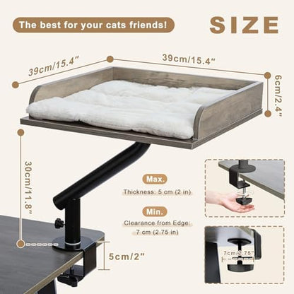 PAWZ Road Cat Desk Bed 360°Rotating Supports to 50 Lbs Cozy Nest for Desk
