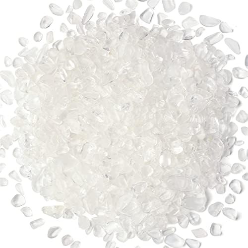 1lb Clear Quartz Aquarium Gravel Rocks Natural Tumbled Healing Crystal Chips Bulk Gemstones Crushed Stones for Fountain Vase Filler Planters Decorative Fish Tank Potted Reiki Energy Balancing