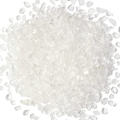1lb Clear Quartz Aquarium Gravel Rocks Natural Tumbled Healing Crystal Chips Bulk Gemstones Crushed Stones for Fountain Vase Filler Planters Decorative Fish Tank Potted Reiki Energy Balancing