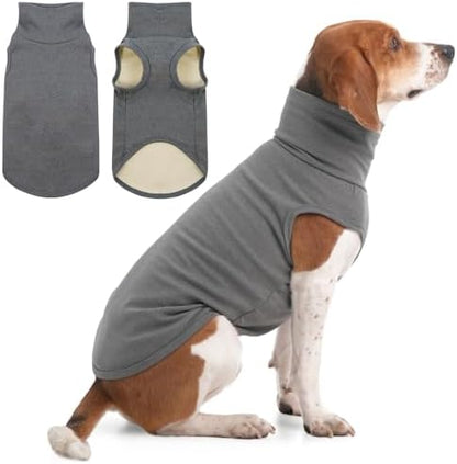 IECOii XL Dog Sweater - Stretch Fleece Vest with Turtleneck - Grey,X-Large