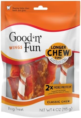 Good 'n' Fun Wings Long-Lasting Dog Treat Made With Real Protein, 4 oz