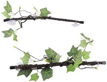 Reptile Corner Branch, 2 pcs Plastic Strong Durable Imitation Bendable Jungle Climbing Vine Suction Cup Design Flexible Terrarium Plant Decoration for Amphibian Lizard Snake Gecko Bearded Dragon Cage
