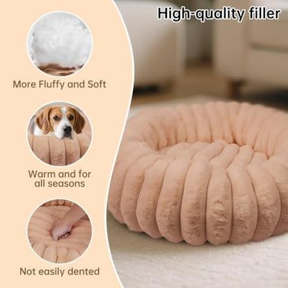 Donut Dog Beds Large Sized Dog Washable Plush Pet Bed,36in Brown