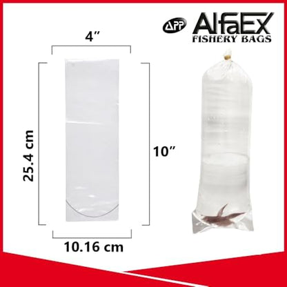 Fishery Bags 4 Inches Leak Proof Rounded Bottom Clear Plastic Fish Bags for Shrimps and Betta Fish Transport. (4" x 10" / 100 Pack / 4 Mil)