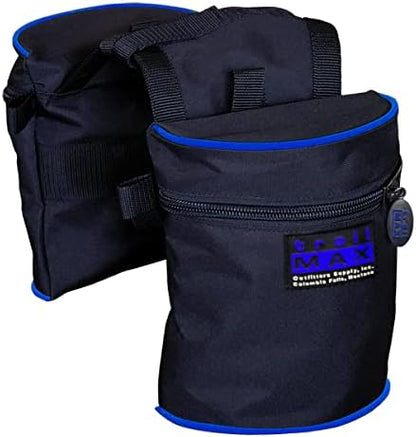 TrailMax Horse Horn Bags for Trail Riding – Medium & Large Western Saddle Horn Bags for Horses & Mules, Insulated Trail Gear with Secure Fit & Grab-and-Go Liners, Medium, Black with Blue Piping