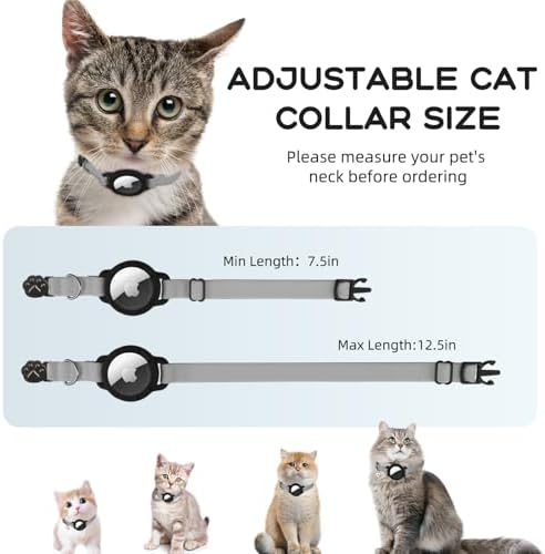 AirTag Cat Collars, Stretchy Collar with AirTag Holder and Bell