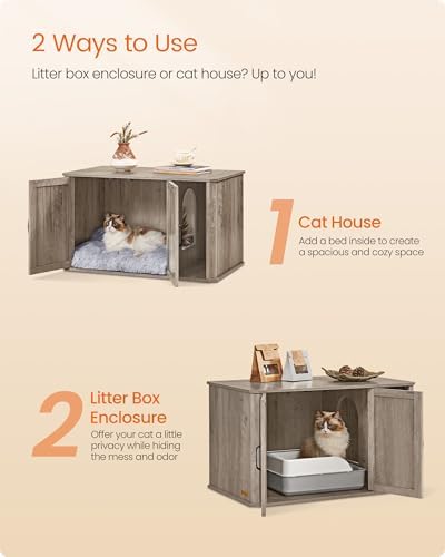 Feandrea Double Cat Litter Box Enclosure for 2 Cats, Front Entry