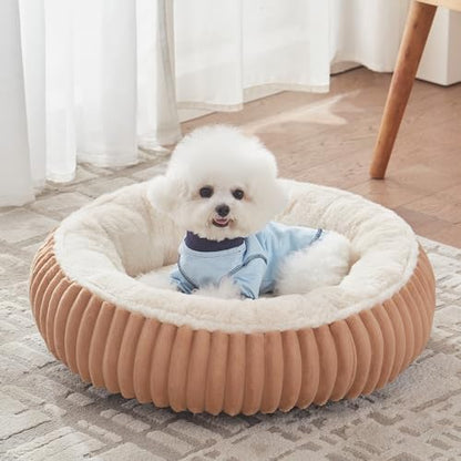 23 inches Calming Donut Dog Bed for Small Dogs,Mocha