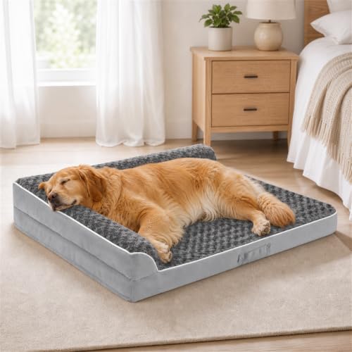 XXL Orthopedic Dog Bed, Extra Large Dogs, 48"x35"x7.5", Grey
