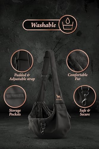 Noah & Paw Dog Sling Carrier for Small Dogs 5-18lb, Dog Sling for Small Dogs and Cats, Dog Carrier with Adjustable Padded Strap, Premium Twill, Lined with Fur, Double Safety Feature, Machine Washable