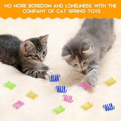 Kerros 60 Pack Plastic Cat Springs Toys for Indoor Cats,4 Colors