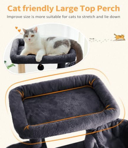 ABCPET 68" Multi-Level Large Cat Tree Tower for Indoor Cats, Grey