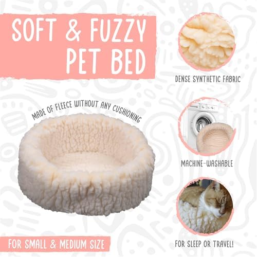 HUGGLEHOUNDS HUGGLEFLEECE HUGGLESNUGGLER Bolster Dog and CAT Bed, Natural, X-Small