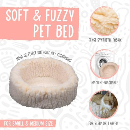 HUGGLEHOUNDS HUGGLEFLEECE HUGGLESNUGGLER Bolster Dog and CAT Bed, Natural, X-Small