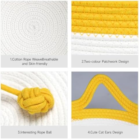 Cotton Rope Cat Bed, Instinct Hand Woven Cat Basket with Rope Tail