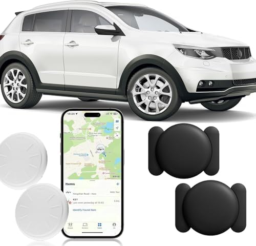 GPS Tracker for Vehicles,Mini Hidden Car Tracker with Magnetic Case,No Monthly Fee Real Time GPS Car Tracker Works with Apple Find My(iOS Only) (Black,2PCS)