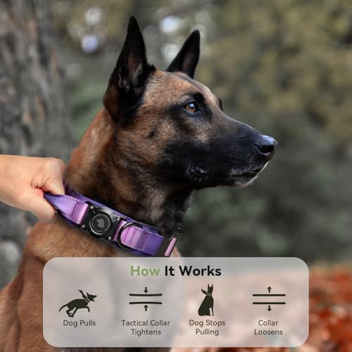 2026 Upgrade Waterproof Tactical AirTag Dog Collar, Built in AirTag Holder
