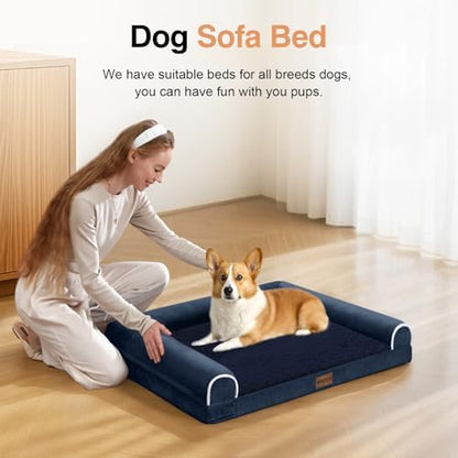 NANUYA Orthopedic Dog Bed for Small Dogs, 24 x 16 Inch, Navy Blue