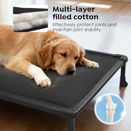Veehoo Chew Proof Elevated Dog Bed, Padded Indestructible Raised Dog Cot