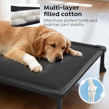 Veehoo Chew Proof Elevated Dog Bed, Padded Indestructible Raised Dog Cot