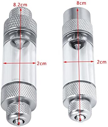 CO2 Bubble Counter, Double Head Built in Check Valve Bubble Counting Tool for Aquarium Fish Tank Aluminum Alloy Acrylic Silver 8.2 x 2cm 1 Pack