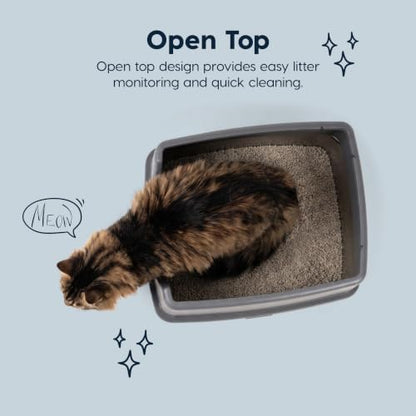 IRIS USA Stainless Steel Litter Box Enclosed High Sided for Cats