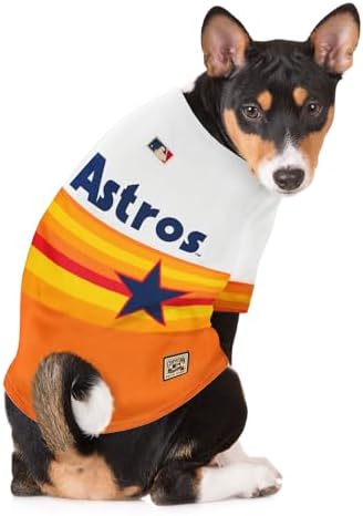 MLB Houston Astros Vintage Throwback Jersey for Dogs & Cats in Team Color. Comfortable Polycotton Material, Medium
