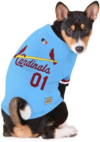 MLB ST. Louis Cardinals Vintage Throwback Jersey for Dogs & Cats in Team Color. Comfortable Polycotton Material, Small