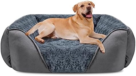 INVENHO XX-Large Dog Bed for Large Medium Small Dogs, Rectangle Washable Dog Bed, Orthopedic Dog Bed, Soft Calming Sleeping Puppy Bed Durable Pet Cuddler with Anti-Slip Bottom XXL(42"x30"x10")