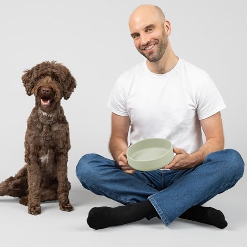 The Perfect Dish - Silicone Dog Bowl for Food & Water, 7.5"x2.25"- Sage