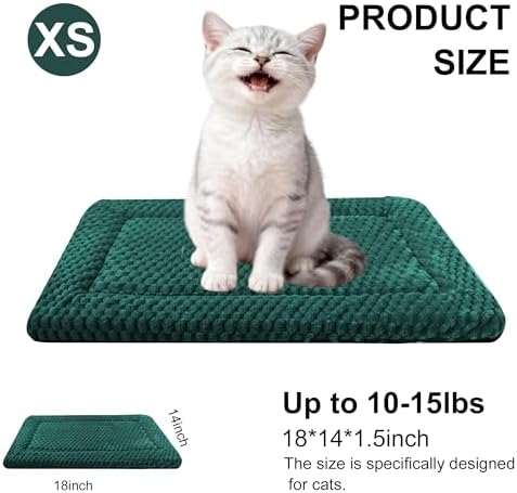 Dog Bed Mat - Dog Crate Pad - Reversible Mat for Pet Comfort - Soft Bed Crate Pads for All Seasons - Durable, Machine Washable Mat for Crates, Travel, and Home (Dark Green, 18" L*14" W*1.5" Th)