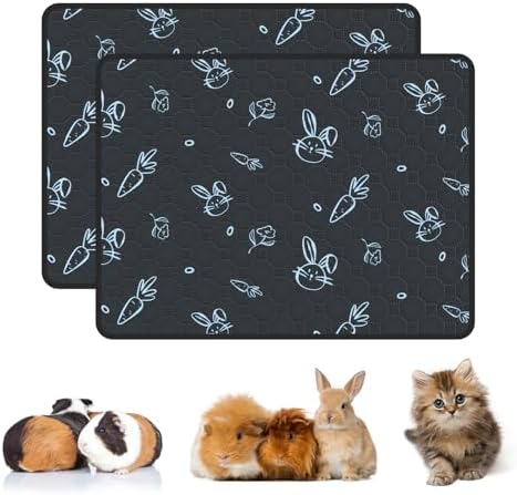 2-Pack Guinea Pig Cage Liner Washable, 24in x 36in Ultra-Absorbent Guinea Pig Bedding for Cage Non-Slip Leak-Proof Pee Pads for Dogs Rabbit Bunny Cat Litter Mat, Navy