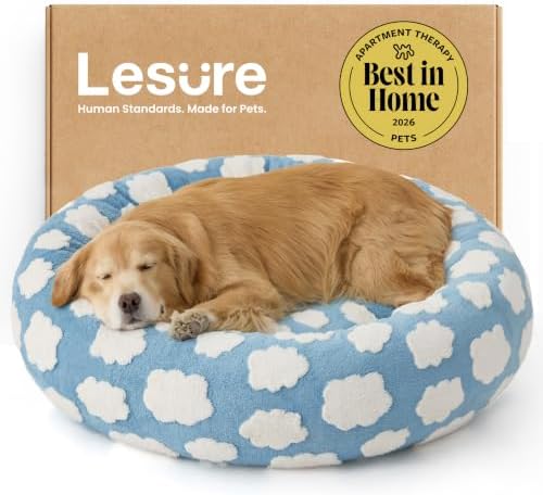 LE SURE Shown on TV Jacquard Donut Dog Beds Extra Large,Blue 42x42x9in