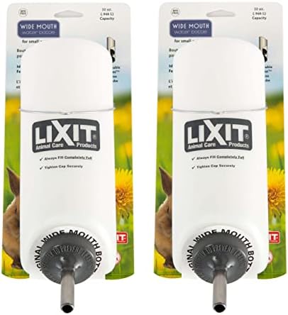 Lixit Wide Mouth BPA-Free Cage Water Bottles for Rabbits, Ferrets, Guinea Pigs, Rats, Chinchillas, Hamsters, Mice, Hedgehogs, Gerbils and Other Small Animals. (Translucent, 32 Ounce Pack of 2)
