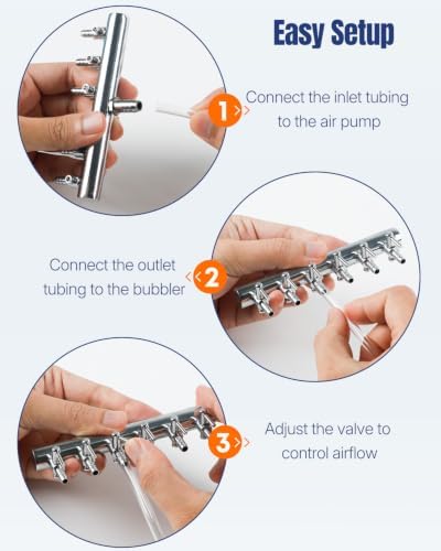 Pawfly 6-Way Aquarium Air Manifold for 3/16" & 3/8" Airline Tubing