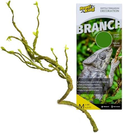 Reptile Terrarium Decor Branch, 45'' Climbing Fake Plants for Reptile Enclosure, Ideal for Chameleon Bearded Dragon Lizard Gecko Tank Accessories