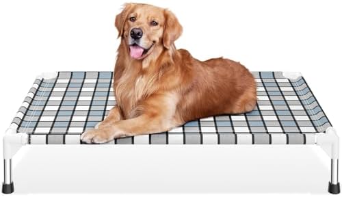 Caghash Elevated Outdoor Raised Dog Bed, Lifted Dog Cot for Large Pet