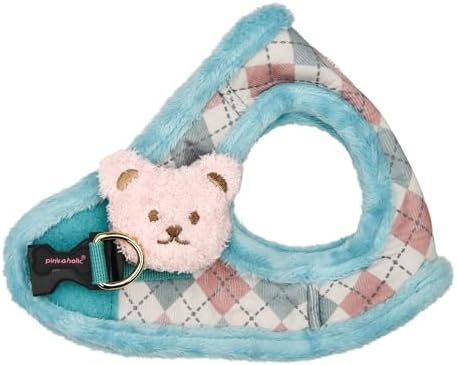 Pinkaholic New York Annika Vest Dog Harness Step-in Warm Winter Argyle Pattern for Small Dog, Aqua, Small
