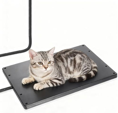 Roicaholy Pet Heating Pad - Waterproof Cat Heating Pad with Removable Cover for Outdoor Indoor Use, Continuous Heat, 15.7x11.8 in, 6ft Cord, 45W, Black